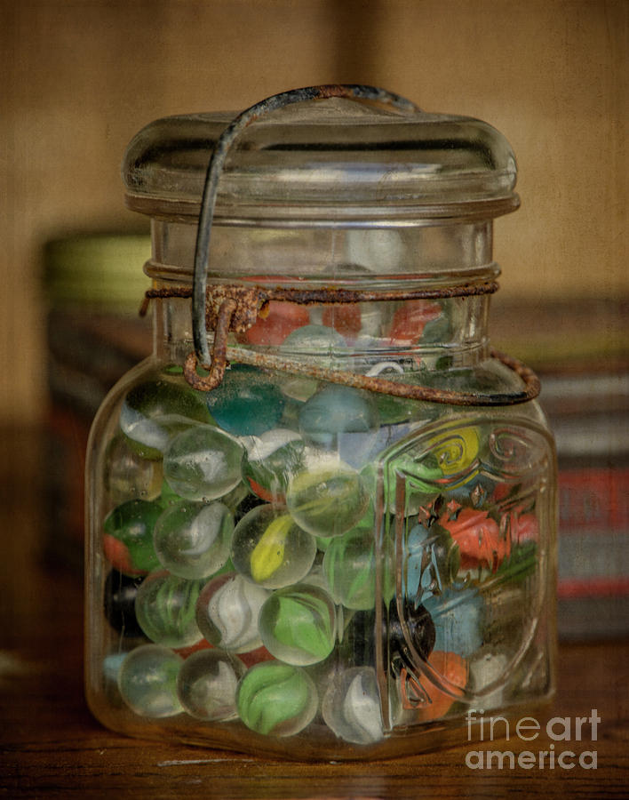 Vintage Jar of Marbles Photograph by Teresa Wilson