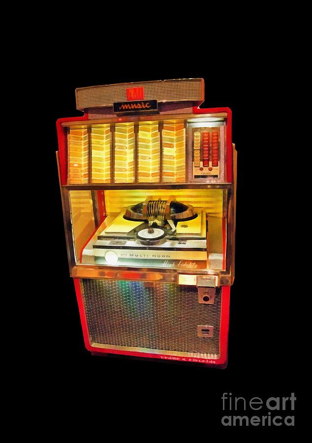 Jukebox Digital Art - Vintage Jukebox tee by Edward Fielding