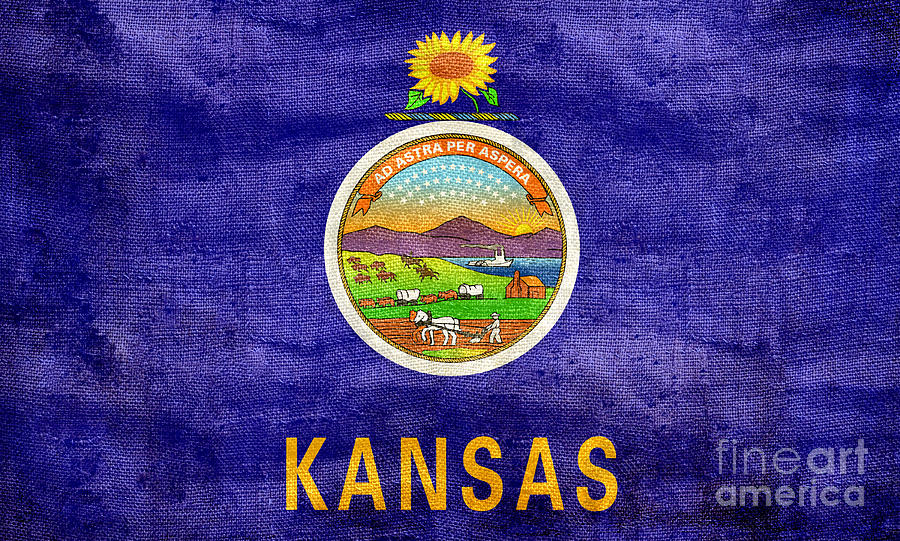 Vintage Kansas Flag Photograph by Jon Neidert