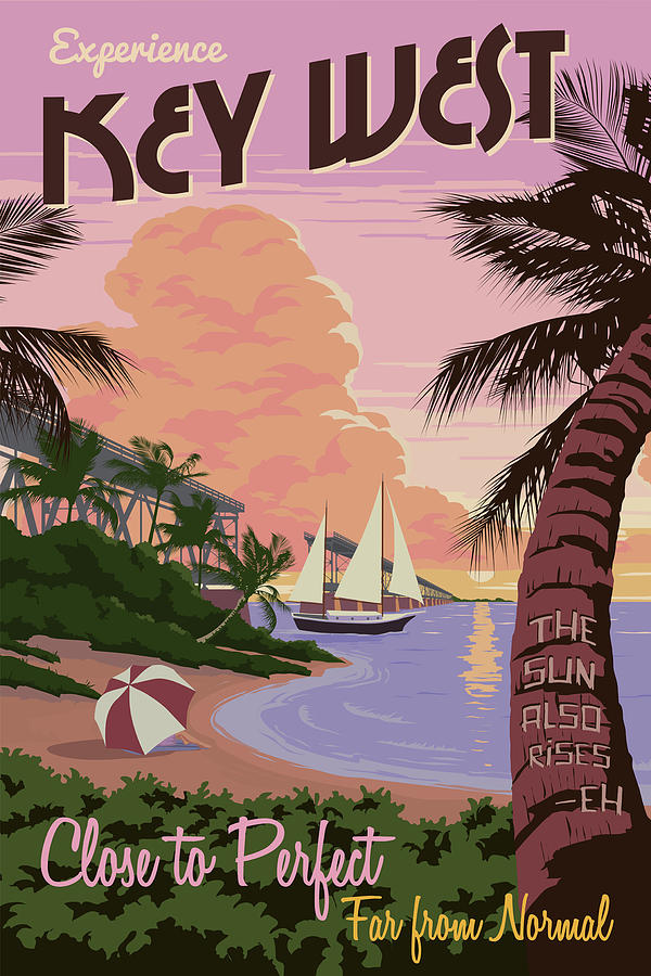 Vintage Key West Travel Poster Painting by MotionAge Designs