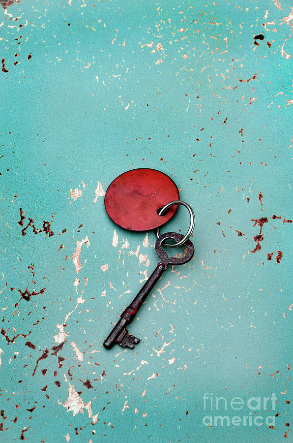 Vintage Key with Red Tag Photograph by Jill Battaglia