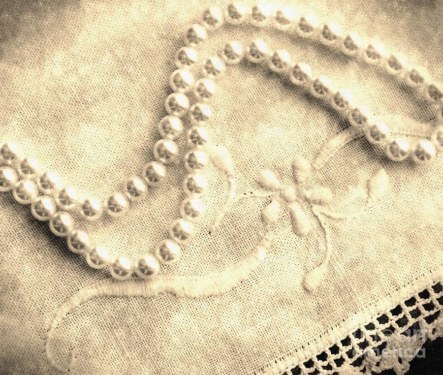 Vintage Lace and Pearls Photograph by Barbara A Griffin