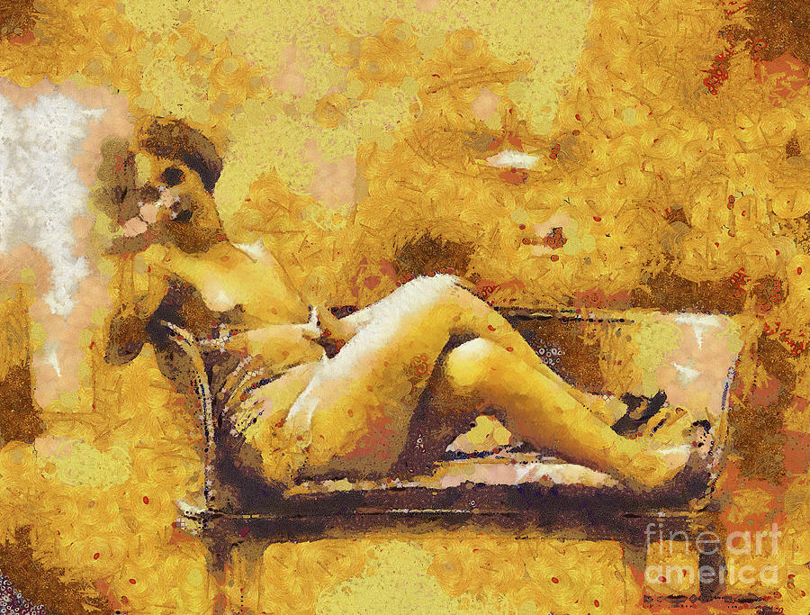 Vintage Lady on Couch Digital Art by Humphrey Isselt