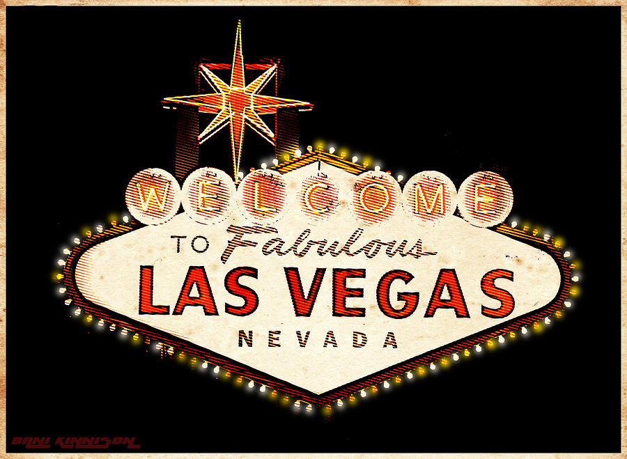 Classic retro Welcome to Las Vegas sign. Vector - Stock