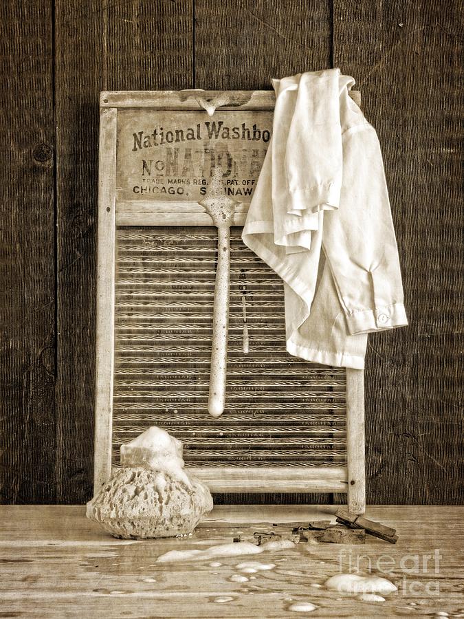 Vintage Photograph - Vintage Laundry Room by Edward Fielding