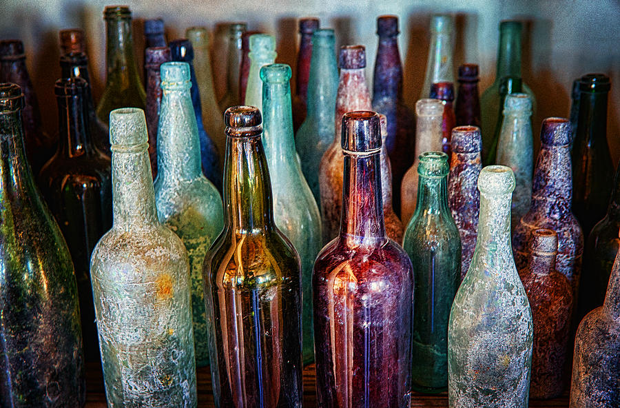 Vintage Photograph - Vintage Liquor Bottles  by Saija Lehtonen
