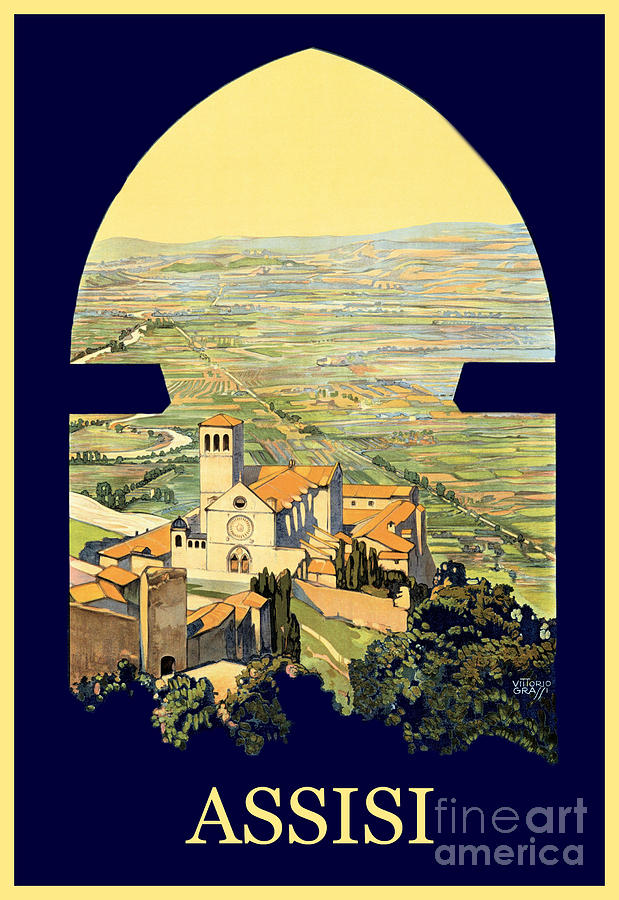 Vintage Litho Travel ad Assisi Italy Digital Art by Heidi De Leeuw