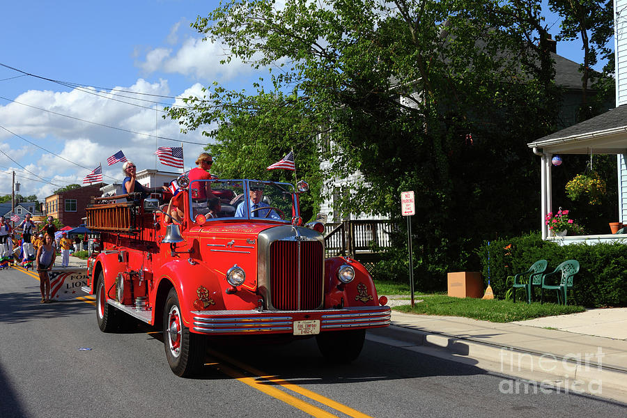 Vintage Mack Fire Truck at Independence Day Parade Catonsville Photograph by James Brunker