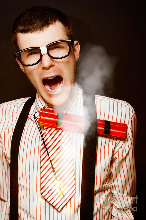 Anger Photograph - Vintage Male Business Dork Under Explosive Stress by Jorgo Photography - Wall Art Gallery Anger Photograph - Vintage Male Business Dork Under Explosive Stress by Jorgo Photography - Wall Art Gallery