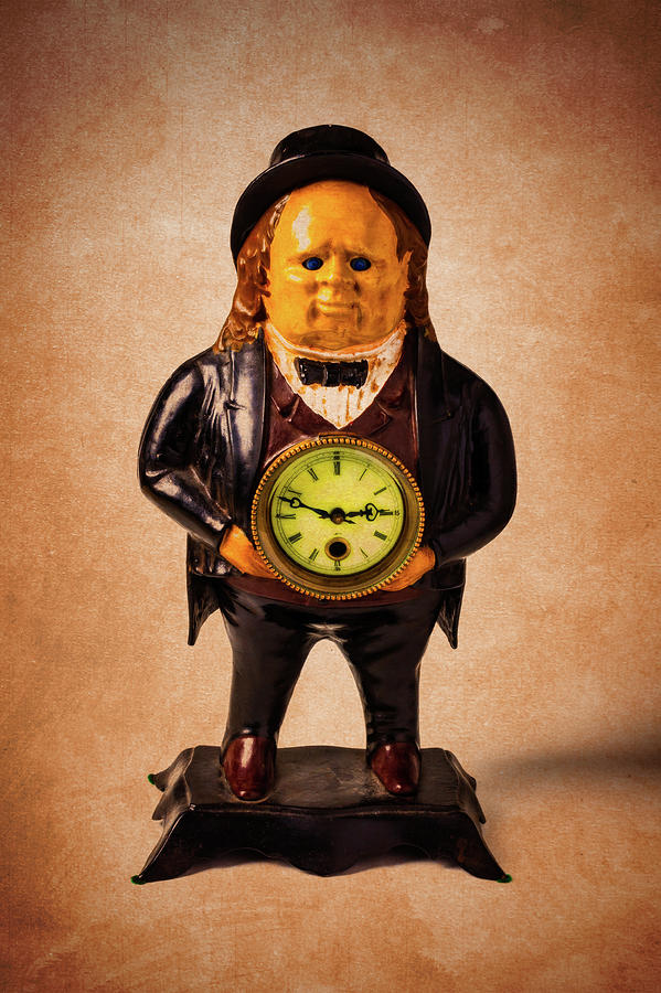 Vintage Man Holding Clock Photograph by Garry Gay