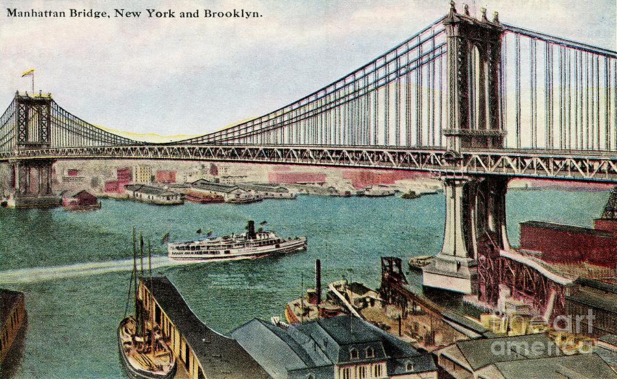 Vintage Manhattan Bridge Hudson Brooklyn NYC  Photograph by Heidi De Leeuw