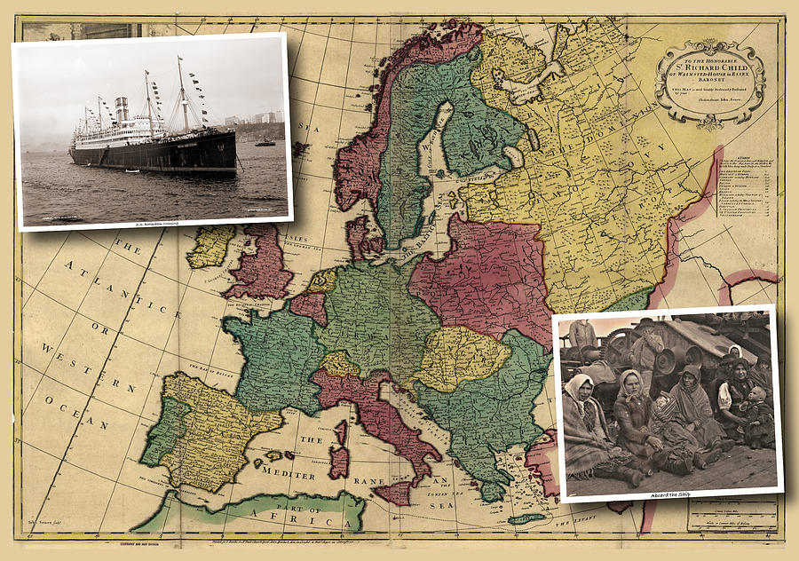 Vintage Map Europe Immigrants Photograph by Karla Beatty Vintage Map Europe Immigrants Photograph by Karla Beatty