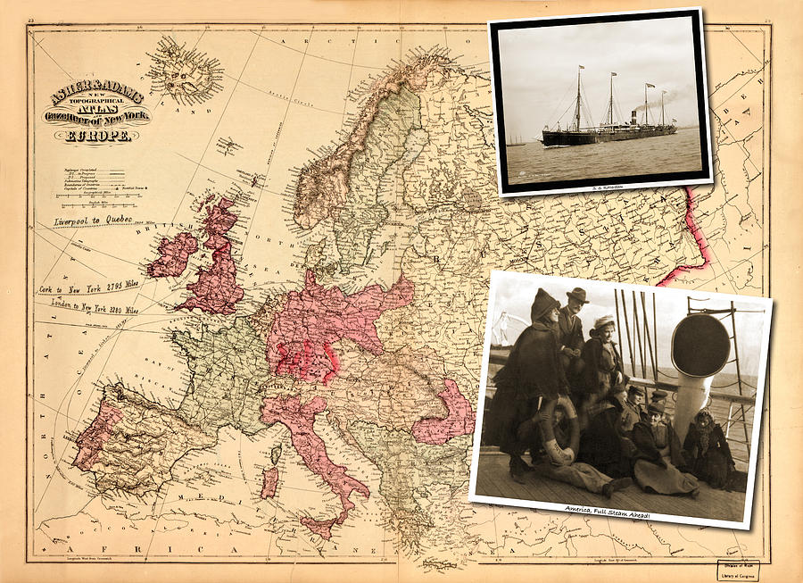 Vintage Photograph - Vintage Map Europe to New York by Karla Beatty Vintage Photograph - Vintage Map Europe to New York by Karla Beatty