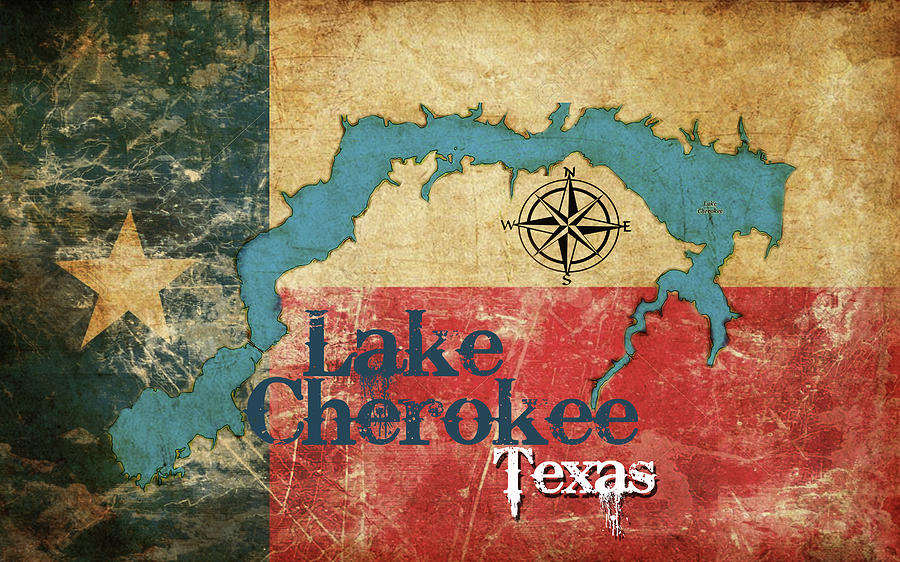 Vintage Map - Lake Cherokee Texas Digital Art by Greg Sharpe