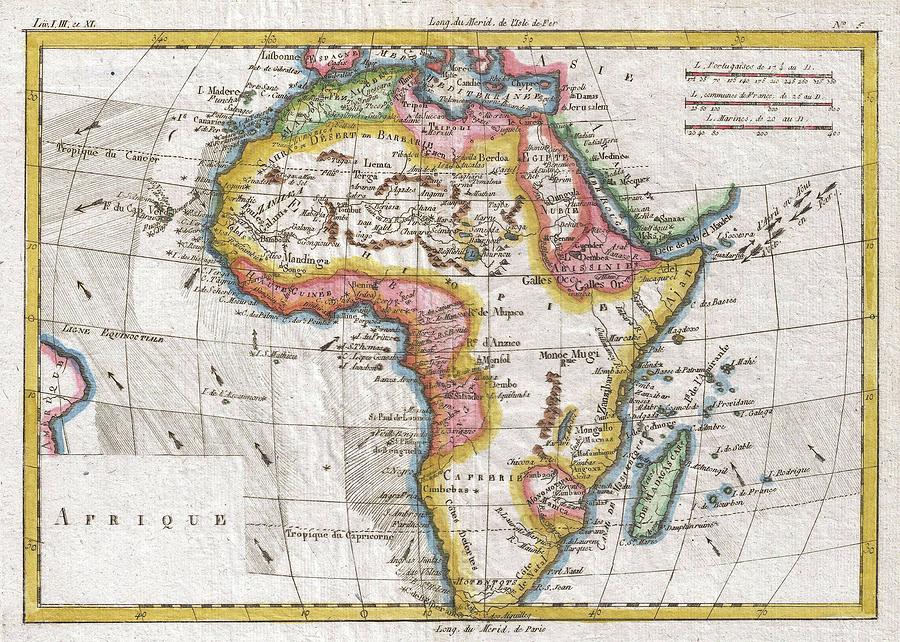 Vintage Map of Africa - 1780 Drawing by CartographyAssociates