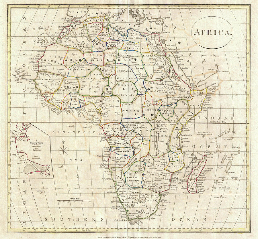 Vintage Map Of Africa 1799 Drawing By Cartographyassociates Pixels