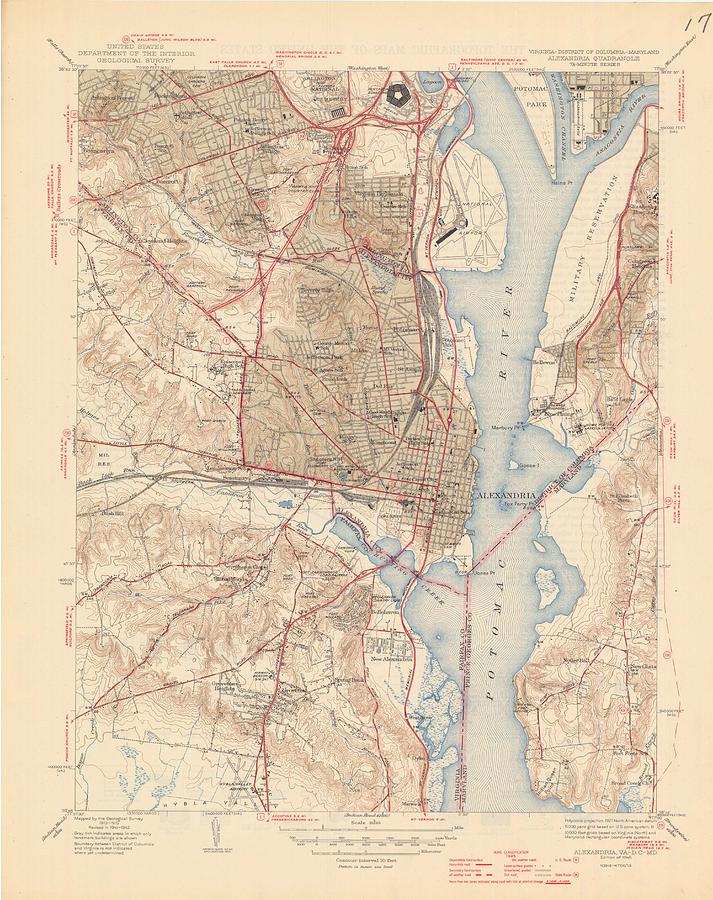 Vintage Map of Alexandria Virginia - 1945 Drawing by CartographyAssociates