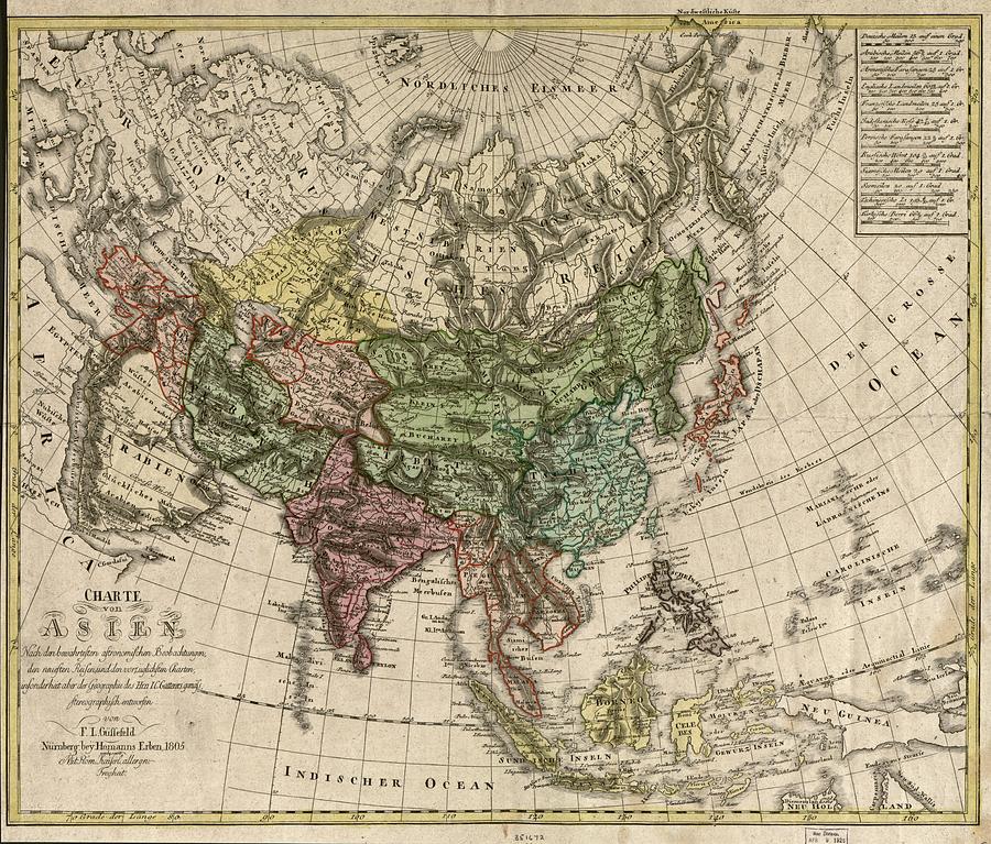 Vintage Map Of Asia - 1805 Drawing