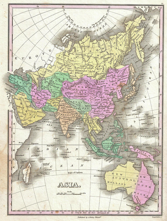 Vintage Map Of Asia - 1827 Drawing