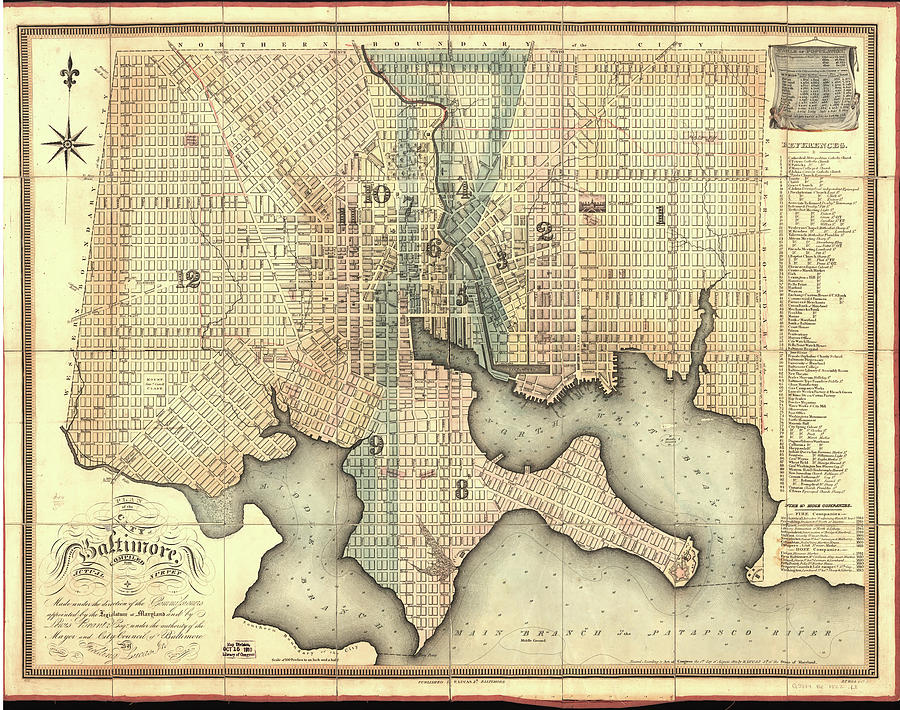 Vintage Map Of Baltimore Maryland - 1822 Drawing