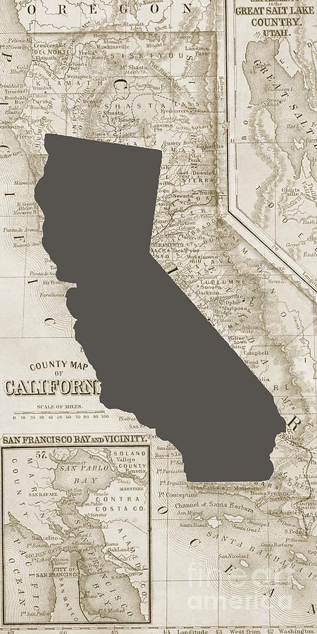 Vintage Map of California Phone Case Digital Art by Edward Fielding