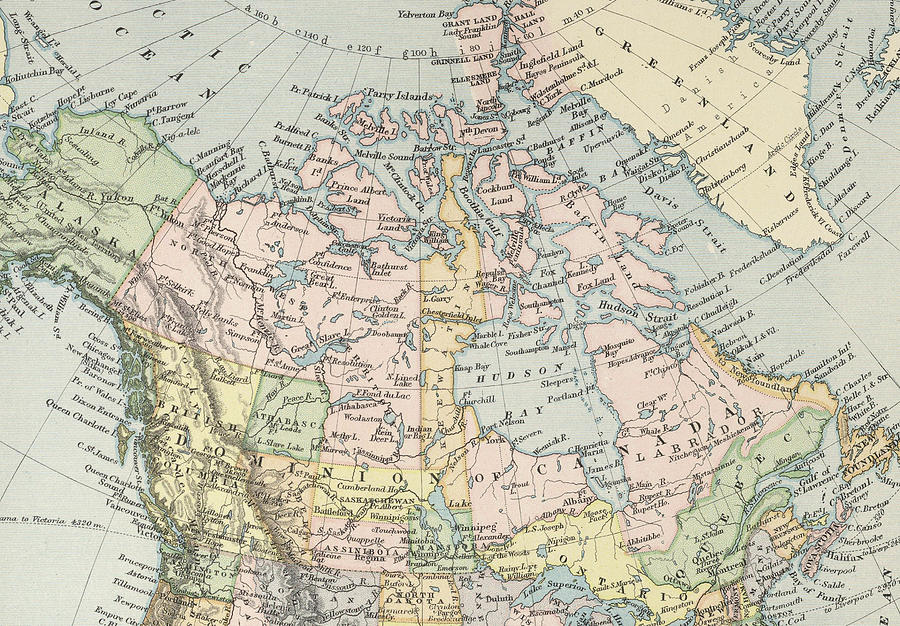 Vintage Map of Canada - 1892 Drawing by CartographyAssociates - Fine ...