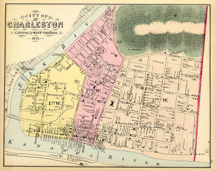 Vintage Map Of Charleston West Virginia Drawing By ...