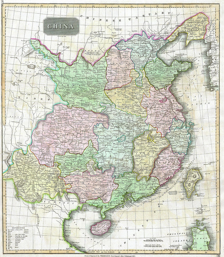 Vintage Map Of China - 1815 Drawing