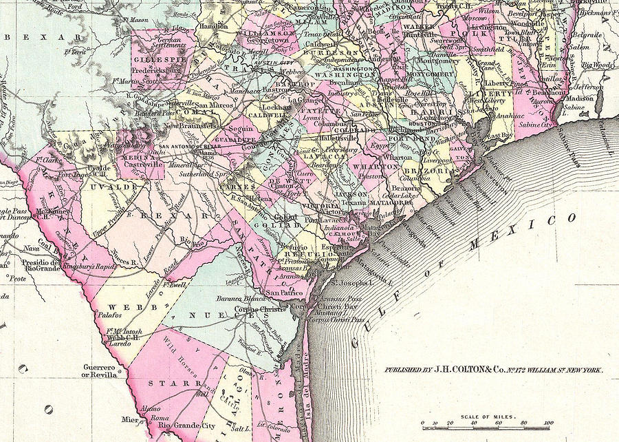 Vintage Map Of Coastal Texas Cartographyassociates 