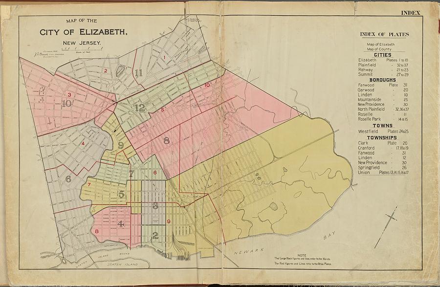 Vintage Map Of Elizabeth Nj - 1902 Drawing