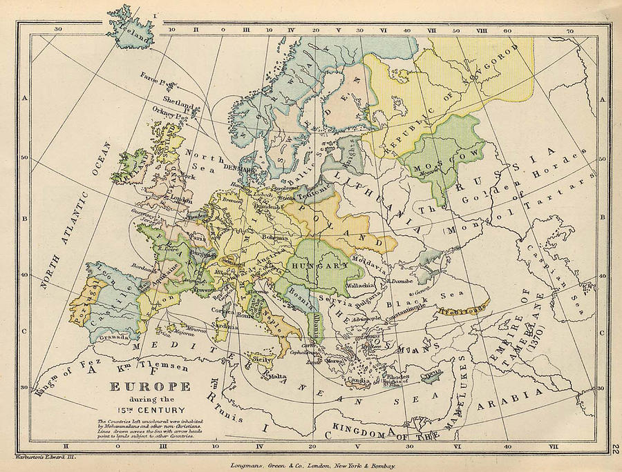 Map Of Europe 1905 Vintage Map of Europe   1905 Drawing by CartographyAssociates