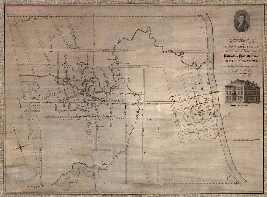 Vintage Map Of Fayetteville North Carolina - 1822 Drawing