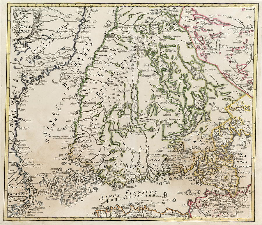 Vintage Map Of Finland - 1740s Drawing