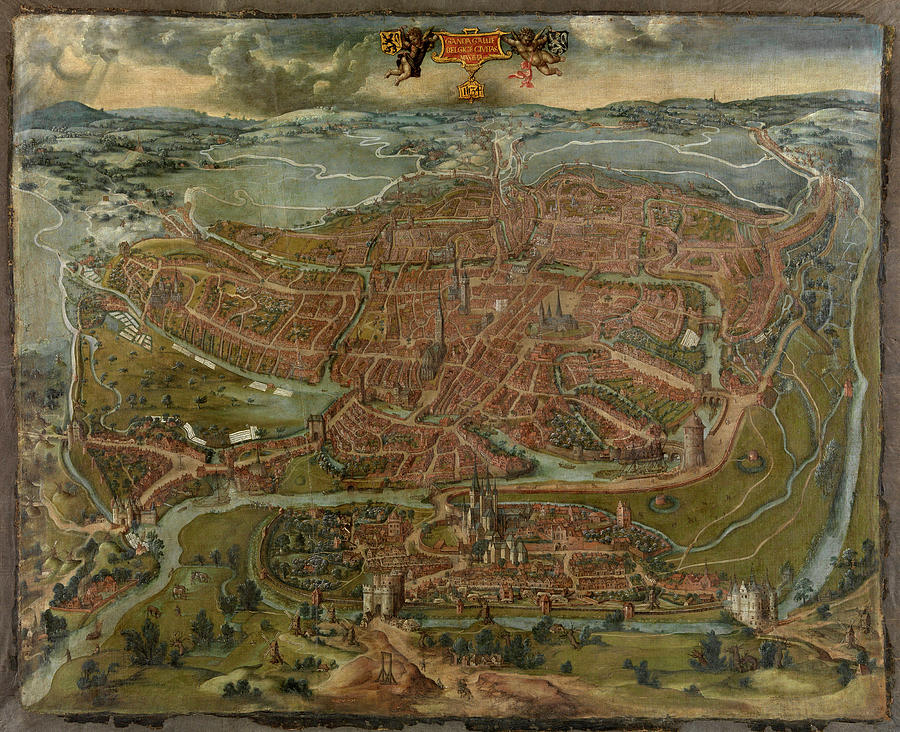 Vintage Map Of Ghent Belgium - 1534 Drawing