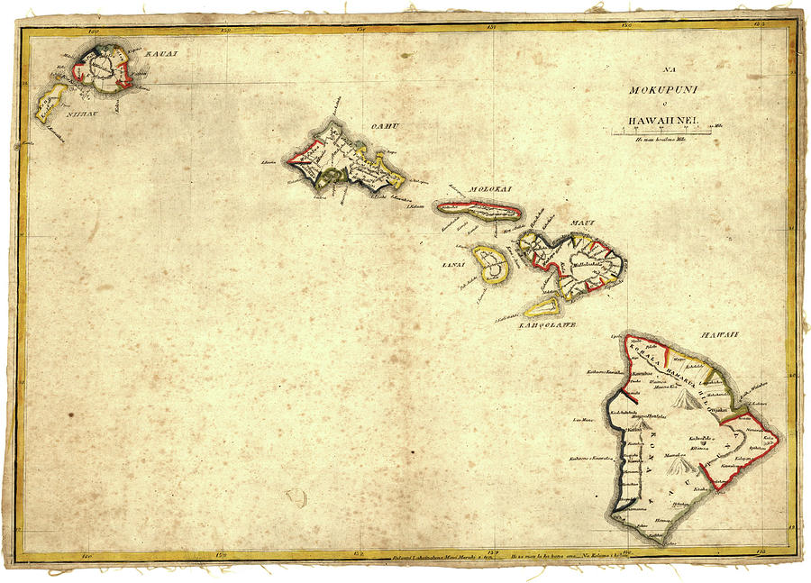 Vintage Map Of Hawaii Vintage Map of Hawaii   1837 Drawing by CartographyAssociates