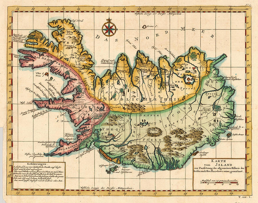 Vintage Map of Iceland - 1756 Drawing by CartographyAssociates | Fine ...