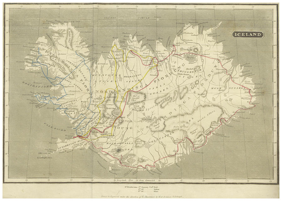 Vintage Map of Iceland - 1819 Drawing by CartographyAssociates | Fine ...