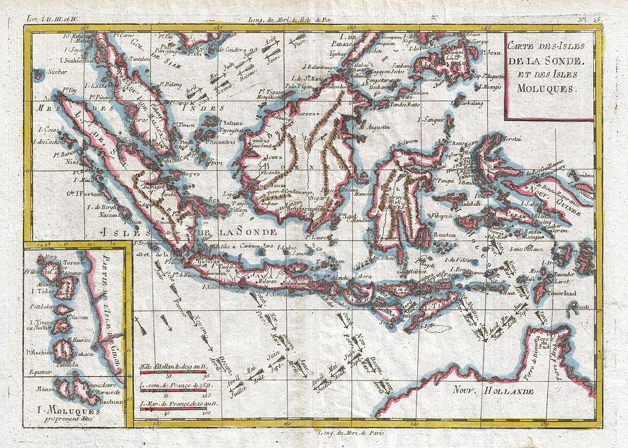 Vintage Map Of Indonesia - 1780 Drawing