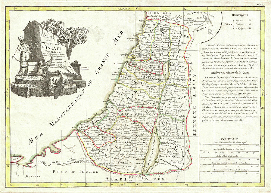 Vintage Map of Israel - 1770 Drawing by CartographyAssociates - Fine ...