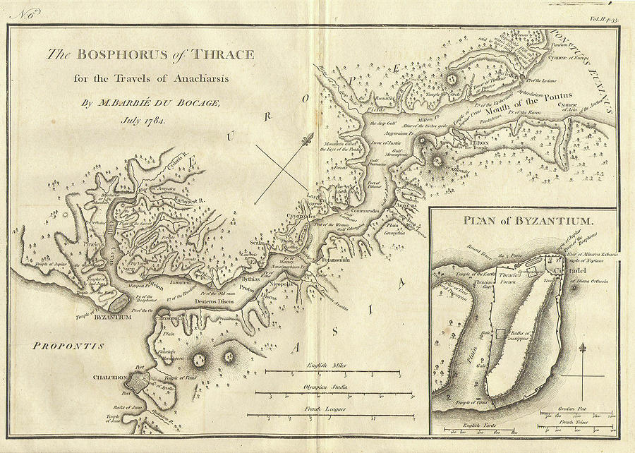 Vintage Map Of Istanbul Turkey - 1784 Drawing