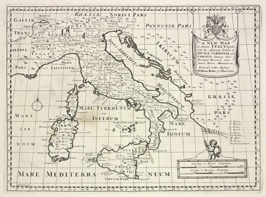 Vintage Map of Italy - 1700 Drawing by CartographyAssociates - Fine Art ...