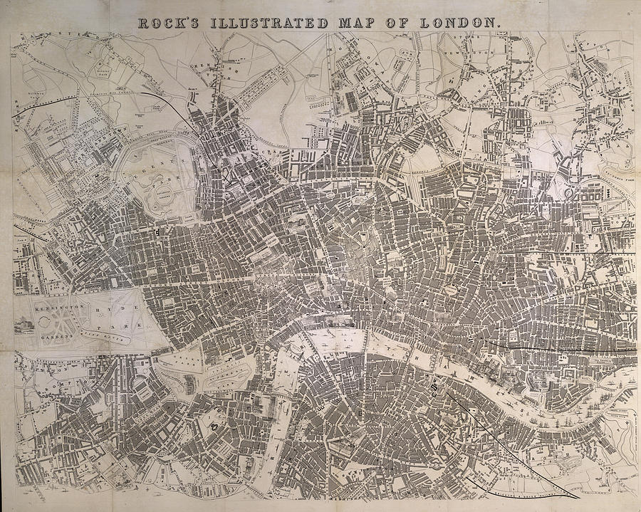 Vintage Map Of London England - 1845 Drawing