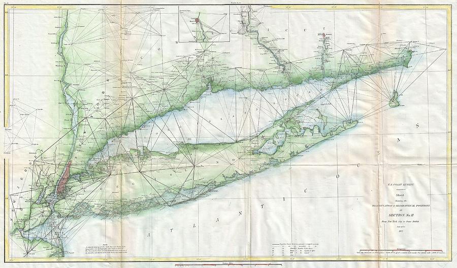 Vintage Map of Long Island NY Drawing by CartographyAssociates | Fine ...