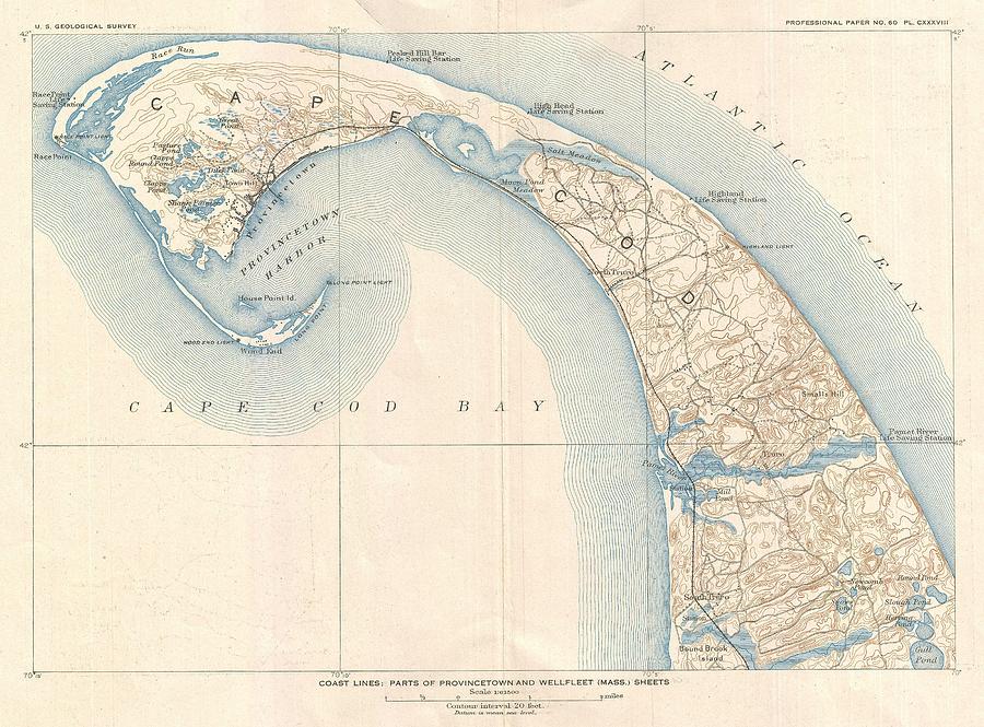 Vintage Map Of Lower Cape Cod Drawing By Cartographyassociates Pixels 5819