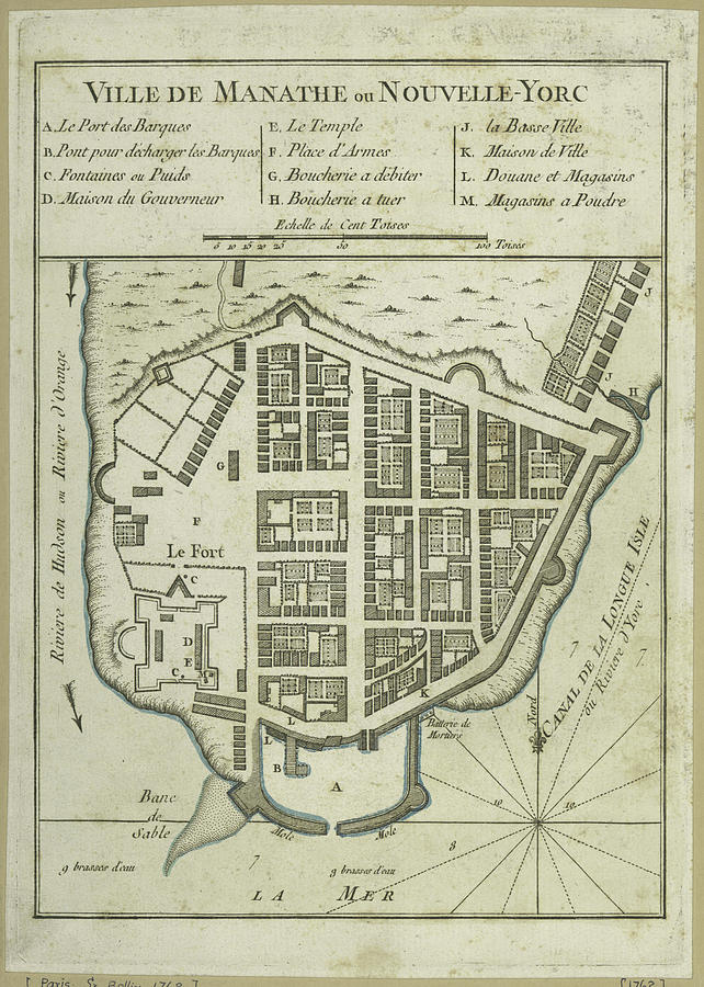 Vintage Map Of Lower Manhattan - 1764 Drawing