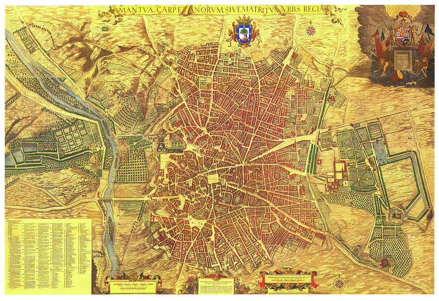 Vintage Map Of Madrid Spain - 1656 Drawing