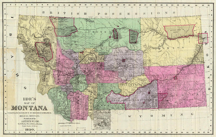 Vintage Map of Montana - 1890 Drawing by CartographyAssociates - Fine ...