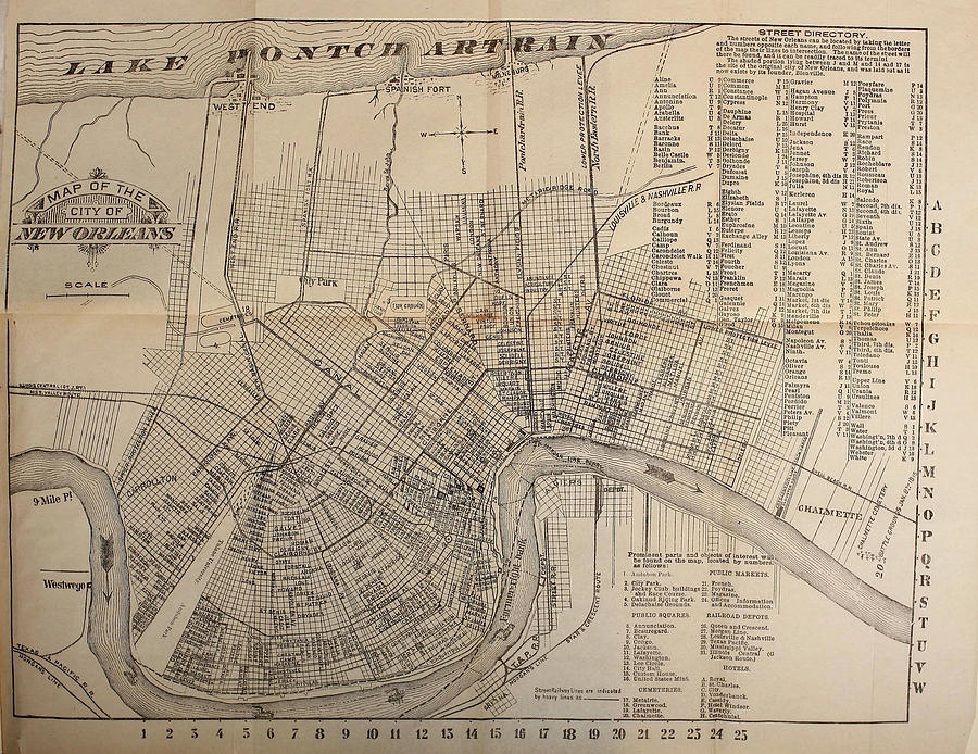 New Orleans Antique Map Print - Winter Museo