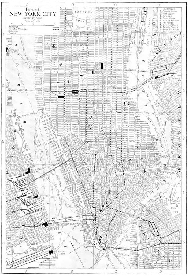 Vintage Map of New York City - 1911 Drawing by CartographyAssociates ...