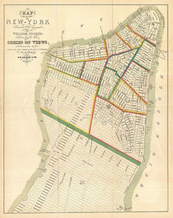 Vintage Map of New York City Drawing by Adam Shaw